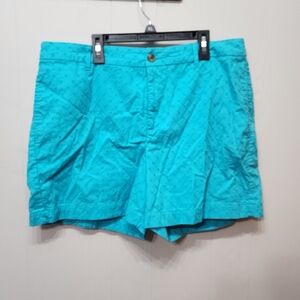 Croft & Barrow Shorts Size 16 Blue‎ Eyelets Flat Front Plus Size Casual C404